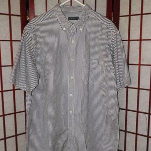 Faded Glory Button Down Shirt Blue White Pinstripe L (42-44) SS